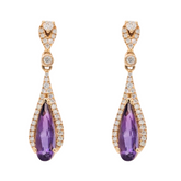 14K Yellow Gold Amethyst & Diamond Drop Earrings